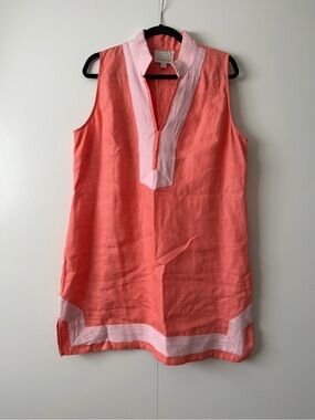 Sleeveless Coral Pink linen dress